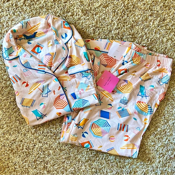 NWT Kate Spade New York Beach Print Pajama Set - Picture 2 of 8